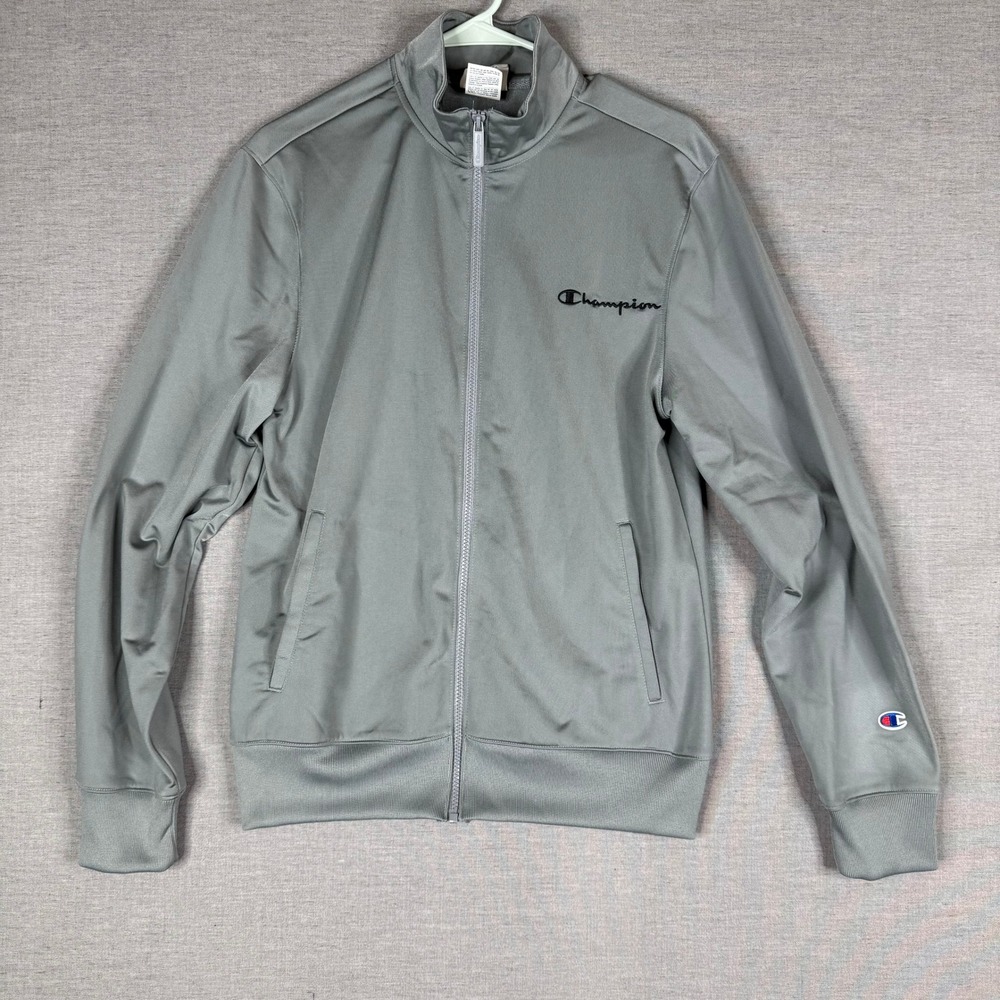 Champion Track Jacket Mens Small Full‎ Zip Gray Lightweight Athletic Coat
